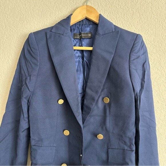Zara Navy Blue Double-Breasted Blazer XS - Picture 4 of 9